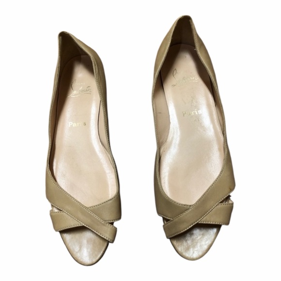 Christian Louboutin Shoes - Christian Louboutin Beige Peep-Toe Heels